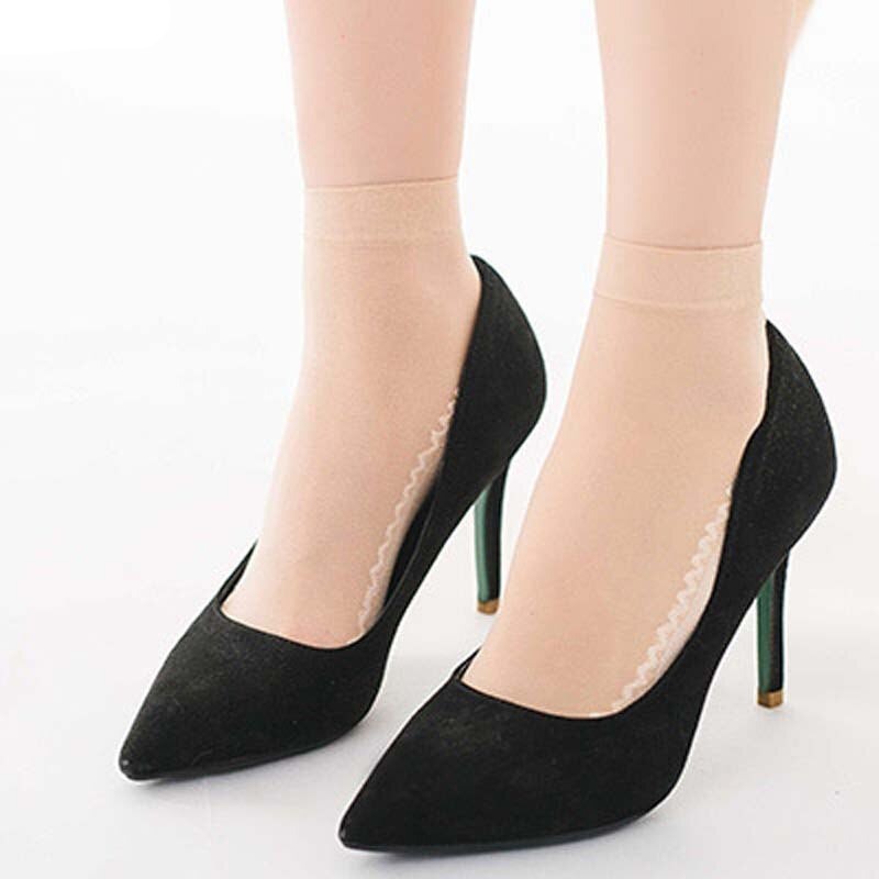 Anysox 10 Pairs Free Size Fashion Socks High Quality Velvet Silk Spring Summer Breathable Soft Cotton Bottom Wicking Slip-resistant for Women Brown-Socks-PEROZ Accessories