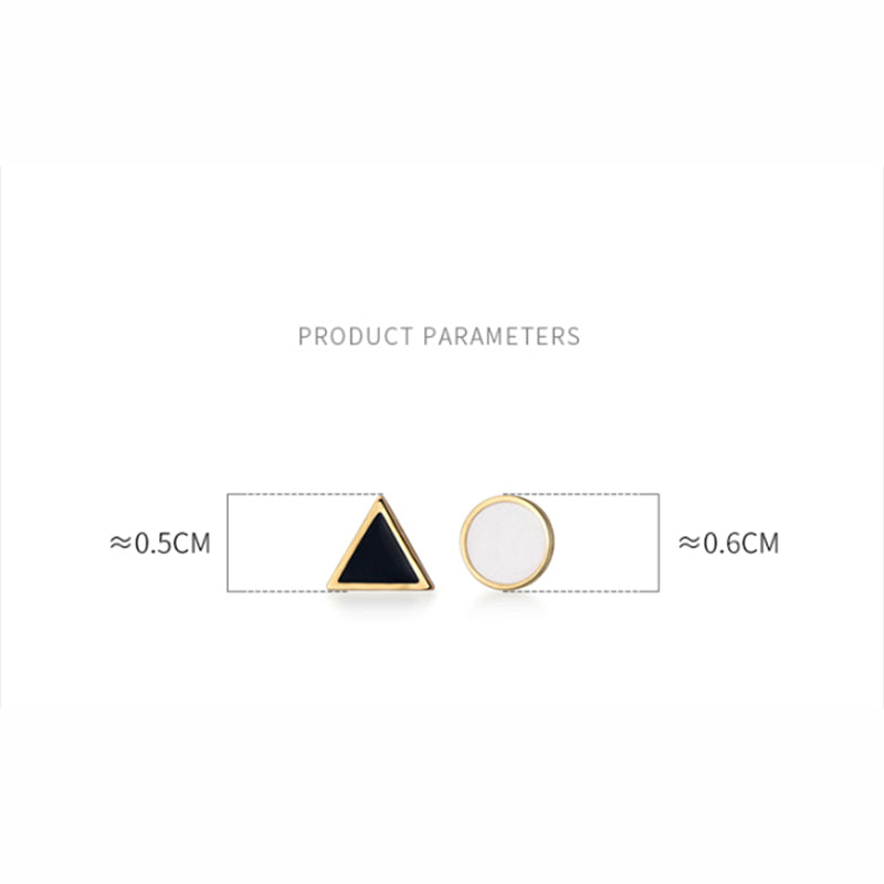 Anyco Fashion Earrings Simple Geometric Round Black Triangle Zircon Stud for Women Classic Small Jewelry Accessories-Earrings-PEROZ Accessories