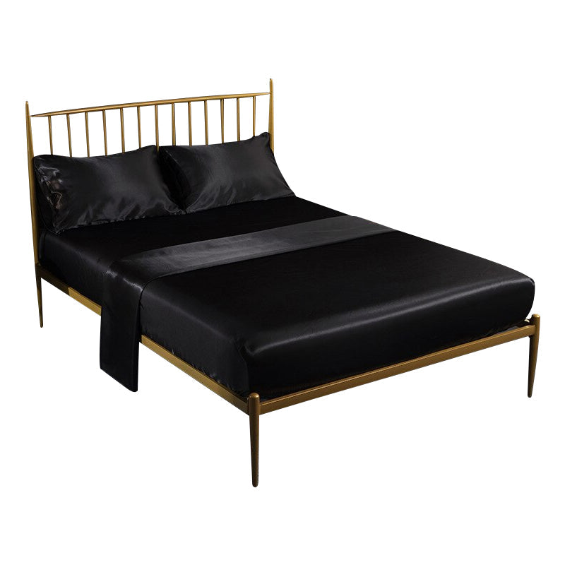 Anyhouz Fitted Sheet King Size Black Luxury Silky Beddings Set with Pillow Cases-Beddings-PEROZ Accessories