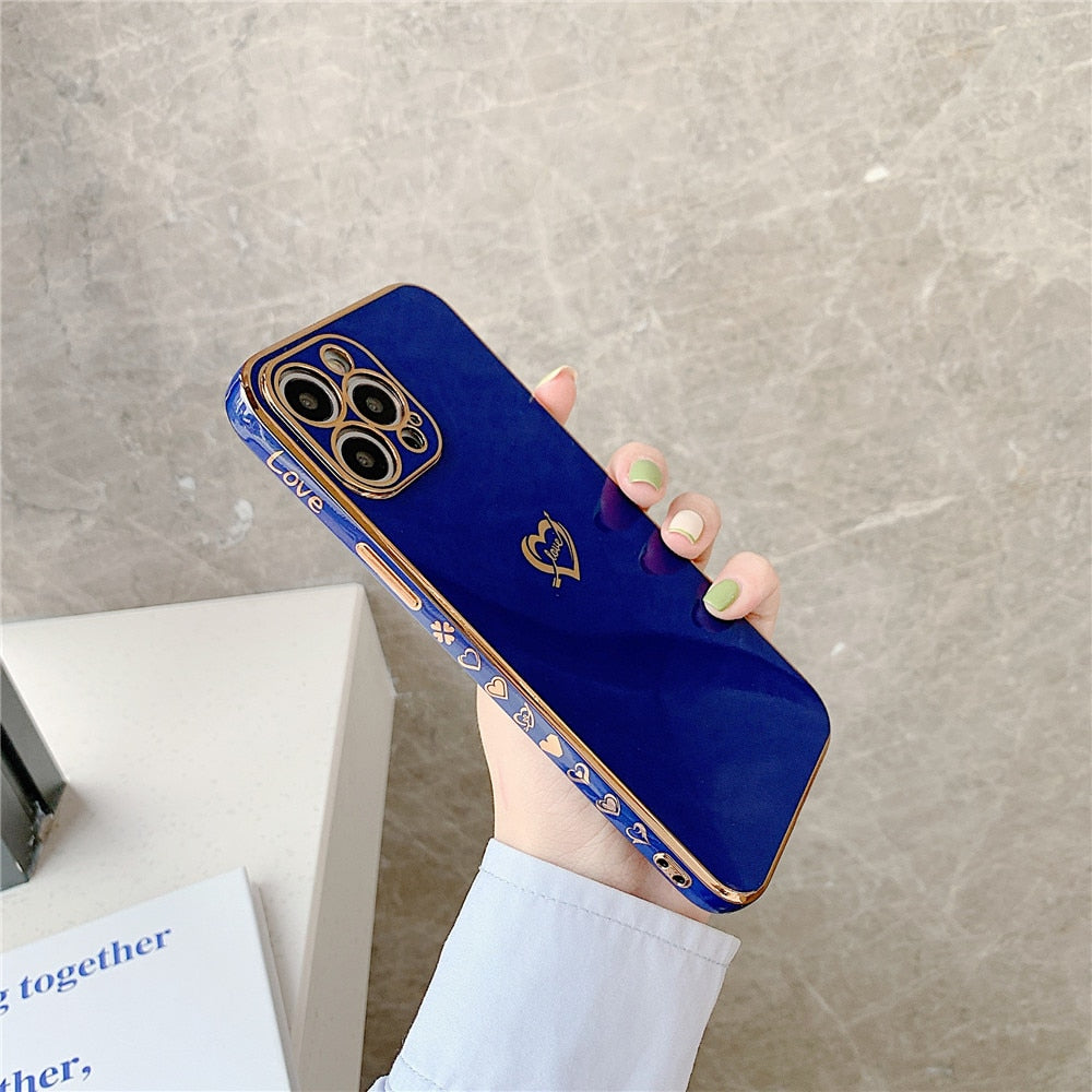 Anymob iPhone Case Blue Camera Protection Love Heart Side Hearts Shockproof Soft Silicone Cover-Mobile Phone Cases-PEROZ Accessories