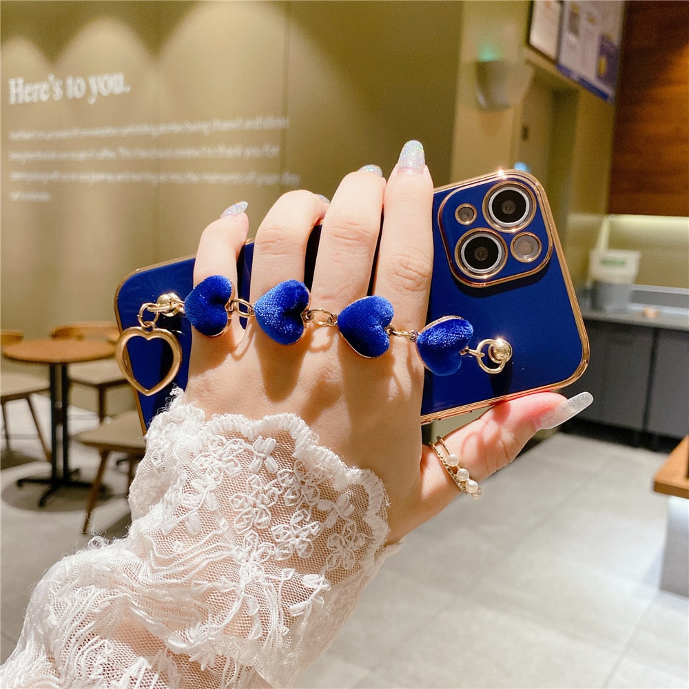 Anymob iPhone Case Blue Luxury Lovely Flannel Bracelet Silicone Back Cover-Mobile Phone Cases-PEROZ Accessories