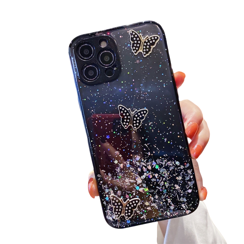 Anymob iPhone Case Black Camera Protection Cute 3D Butterfly Clear Shockproof Cover-Mobile Phone Cases-PEROZ Accessories