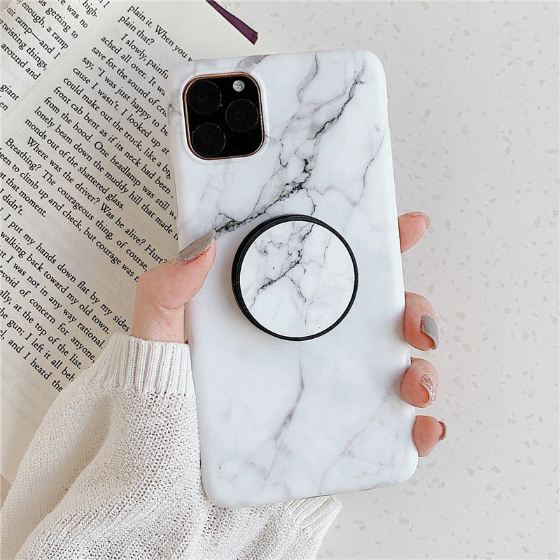 Anymob iPhone Case Off White Gradient Marble Cover Silicone Phone With Holder Stand-Mobile Phone Cases-PEROZ Accessories