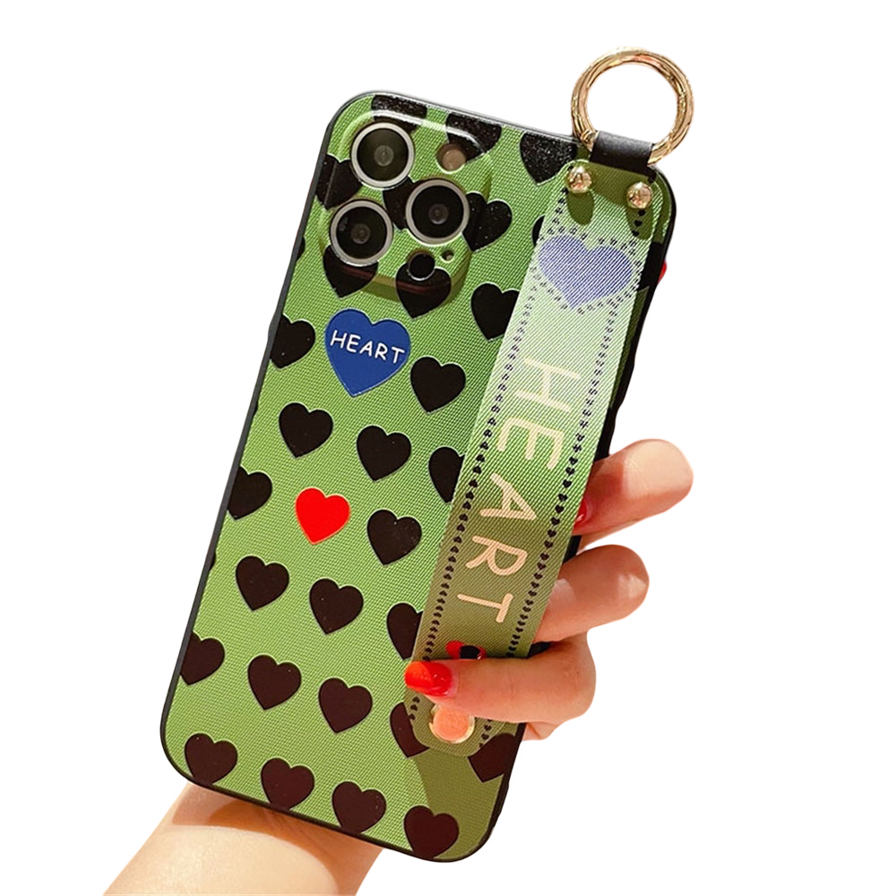 Anymob iPhone Case Green Heart Holder Stand Cover Soft Silicone Phone Protection-Mobile Phone Cases-PEROZ Accessories