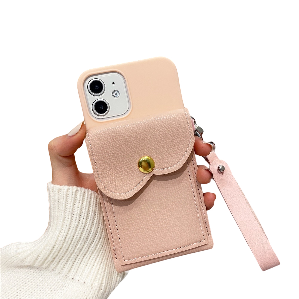 Anymob iPhone Case Peach Lanyard Wallet Card Strap Holder Silicone Cover-Mobile Phone Cases-PEROZ Accessories