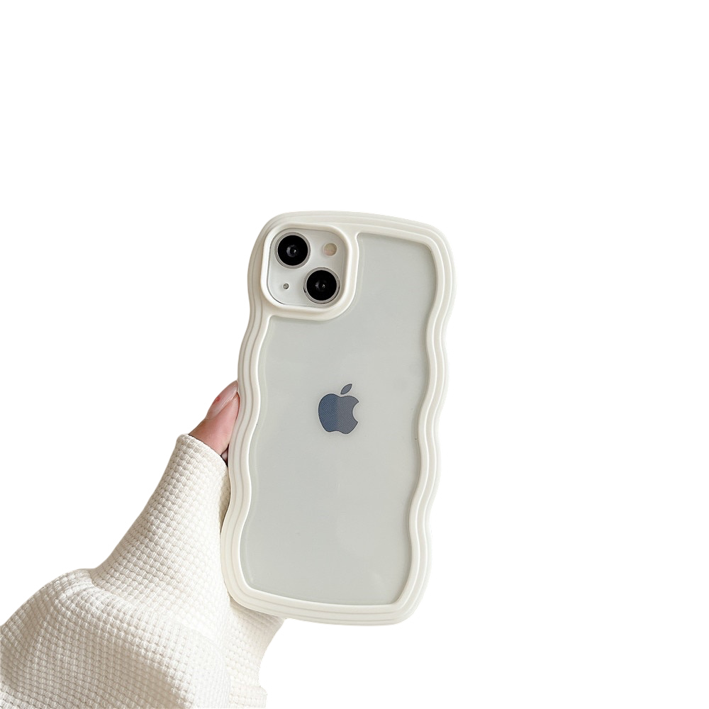 Anymob iPhone Case Off White Macaron Color Wavy Frame Crystal Clear Shockproof Soft Back Cover Bumper-Mobile Phone Cases-PEROZ Accessories