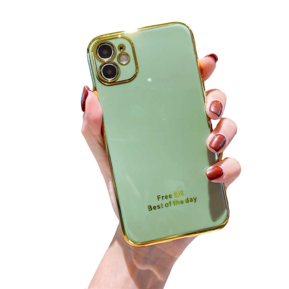 Anymob iPhone Green Plating Lens Protection Phone Case Soft Silicon Cover Case-Mobile Phone Cases-PEROZ Accessories