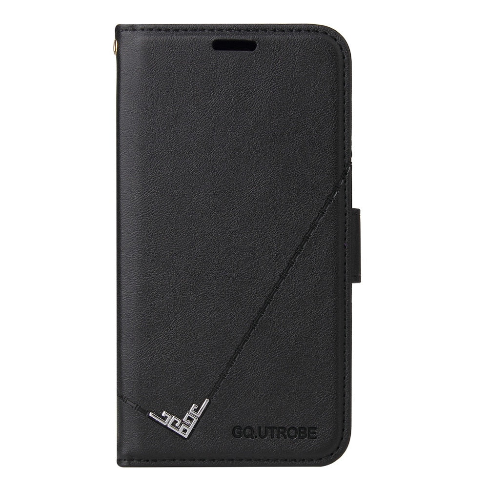 Anymob iPhone Case Black Fashion Flip Solid Color Leather Wallet Phone Bags Cover-Mobile Phone Cases-PEROZ Accessories