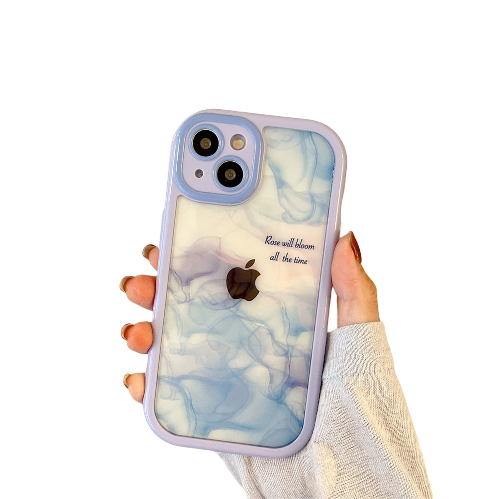 Anymob iPhone Blue Smog Acrylic Watercolor Phone Case Transparent Shockproof Cover-Mobile Phone Cases-PEROZ Accessories