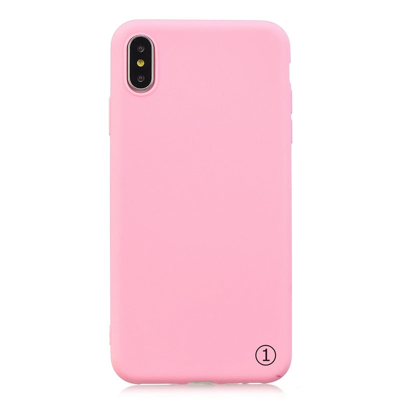 Anymob iPhone Case Pink Simple Solid Color Ultra thin Soft TPU Cases Candy Color Back Cover-Mobile Phone Cases-PEROZ Accessories