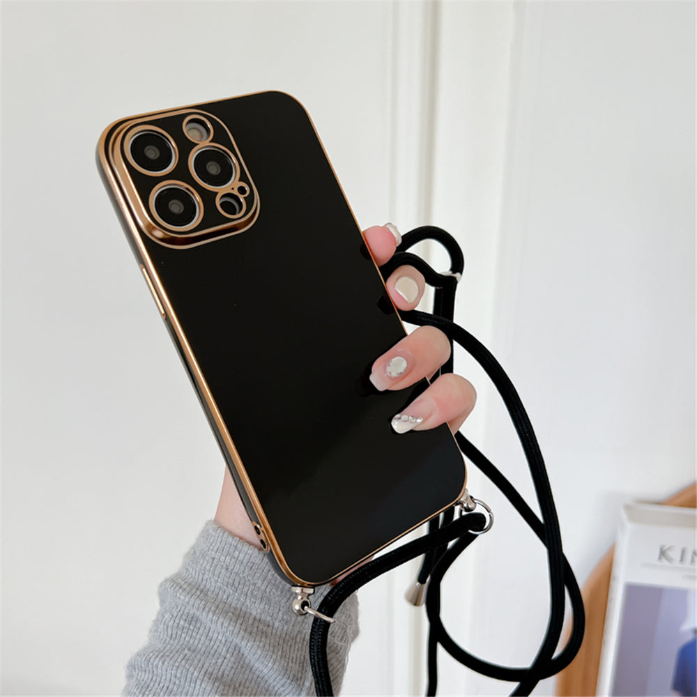 Anymob iPhone Case Black Necklace Lanyard Silicon Phone Cord Strap Cover-Mobile Phone Cases-PEROZ Accessories