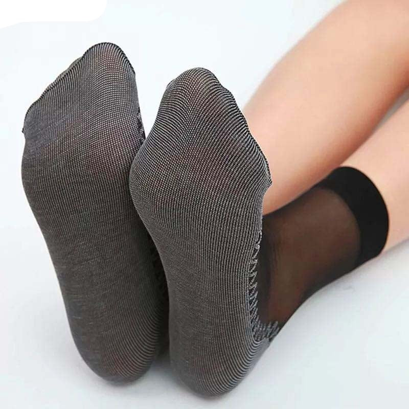 Anysox 10 Pairs Free Size Fashion Socks High Quality Velvet Silk Spring Summer Breathable Soft Cotton Bottom Wicking Slip-resistant for Women Brown-Socks-PEROZ Accessories