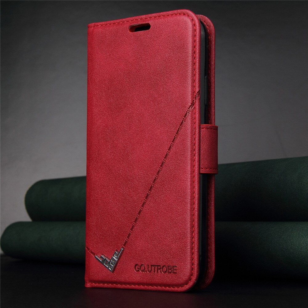 Anymob iPhone Case Red Flip Leather Card slot Wallet Book Style Cover-Mobile Phone Cases-PEROZ Accessories