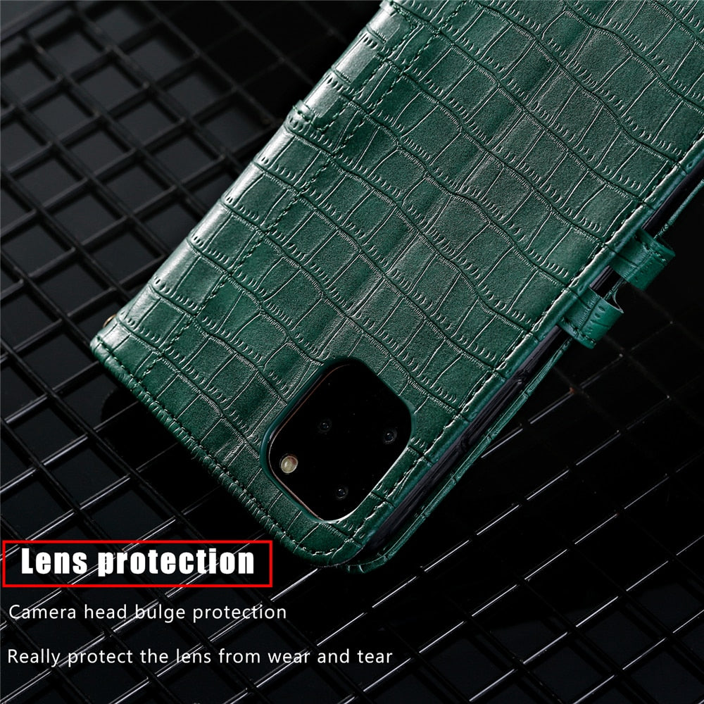 Anymob iPhone Case Red Magnetic Leather Flip 3D Croc Pattern Phone Cover-Mobile Phone Cases-PEROZ Accessories