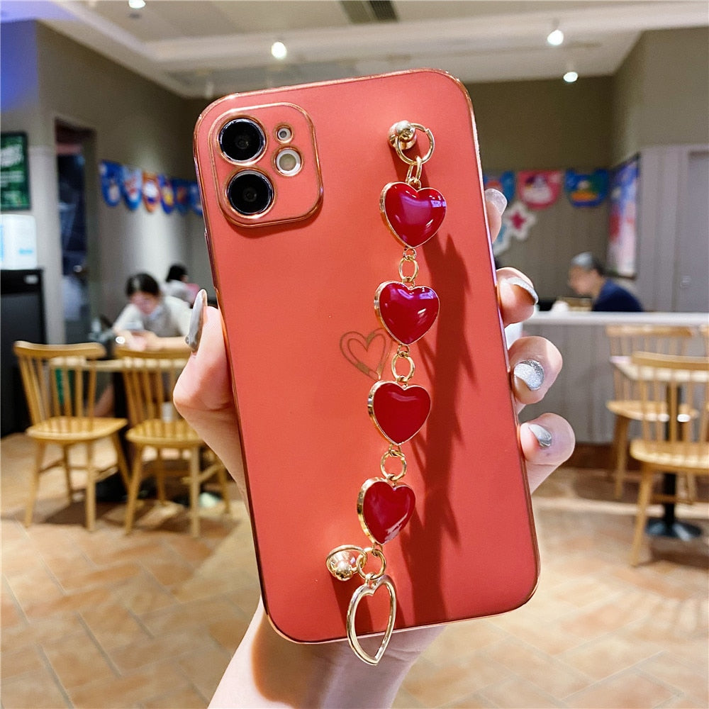 Anymob iPhone Case Red Soft Electroplated Love Heart Bracelet Silicon Bumper Back Cover-Mobile Phone Cases-PEROZ Accessories