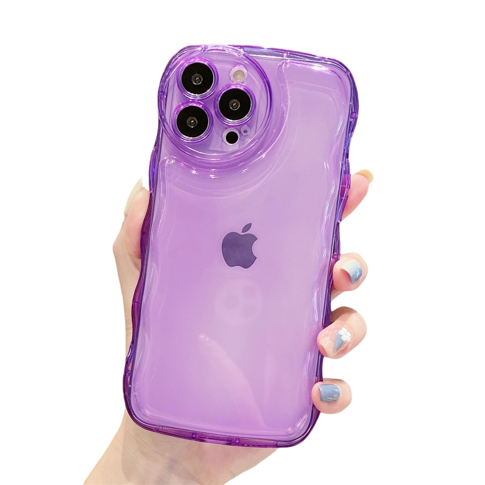 Anymob iPhone Violet Transparent Fluorescent Curly Wave Case Shockproof Silicone Cover-Mobile Phone Cases-PEROZ Accessories