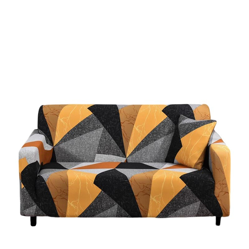Anyhouz 3 Seater Sofa Cover Golden Yellow Geometric Style and Protection For Living Room Sofa Chair Elastic Stretchable Slipcover-Slipcovers-PEROZ Accessories