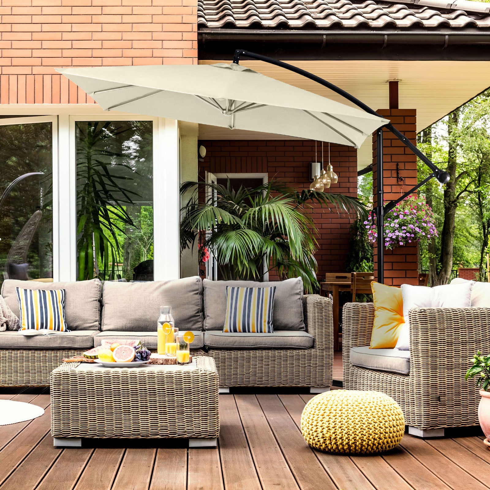 Milano 2.2M Outdoor Umbrella Cantilever Garden Deck Patio Shade Water-Resistant-Outdoor Umbrellas-PEROZ Accessories