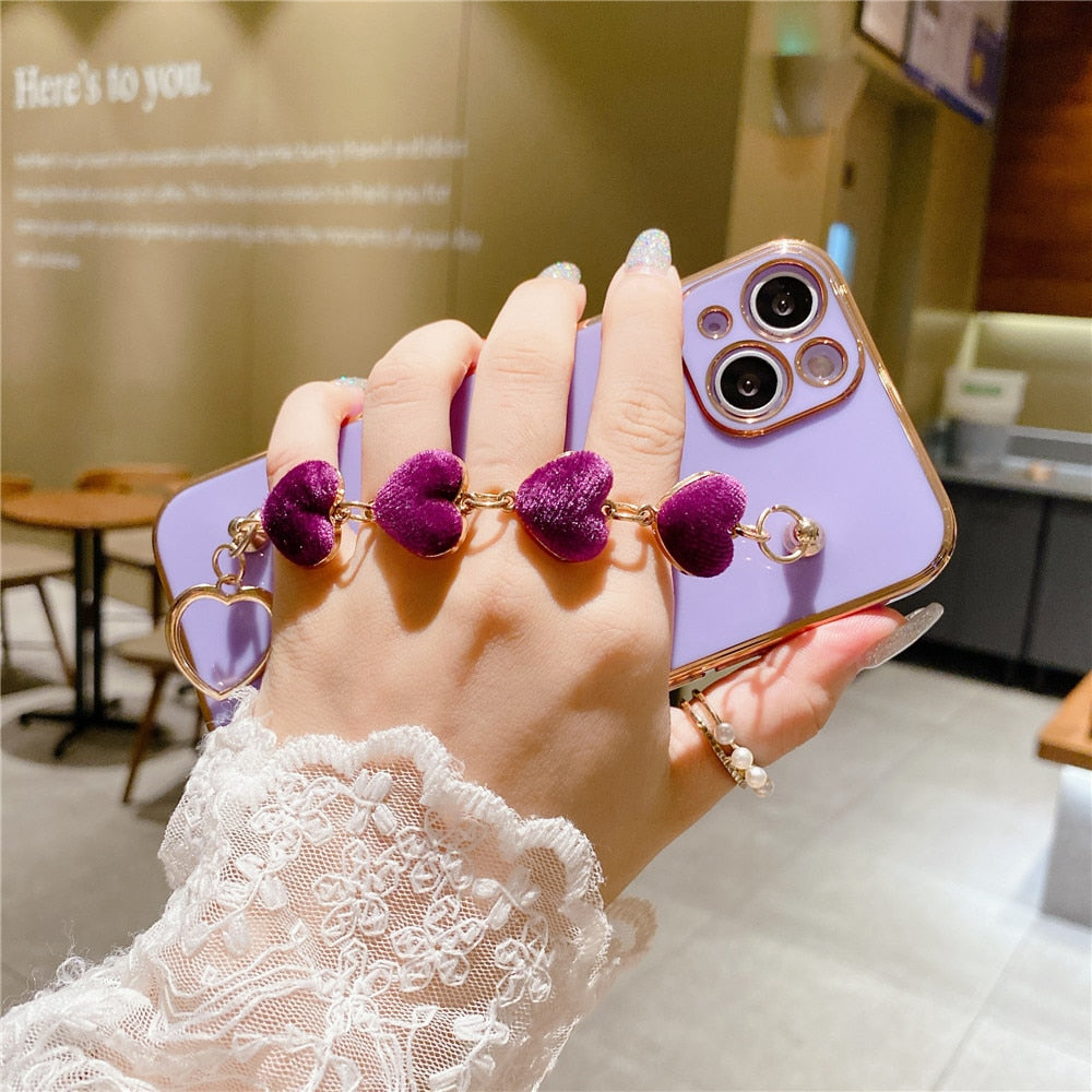 Anymob iPhone Case Purple Luxury Lovely Flannel Bracelet Silicone Back Cover-Mobile Phone Cases-PEROZ Accessories