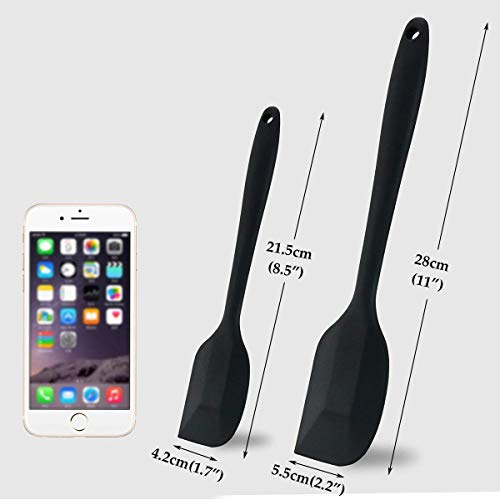 Anygleam Silicone Black Seamless Spatula 4 Set Kitchen Accessories Baking Utensil Kit Bread Cake Mixing Tools Cooking Scraper Heat Resistant-Spatula and Shovel-PEROZ Accessories