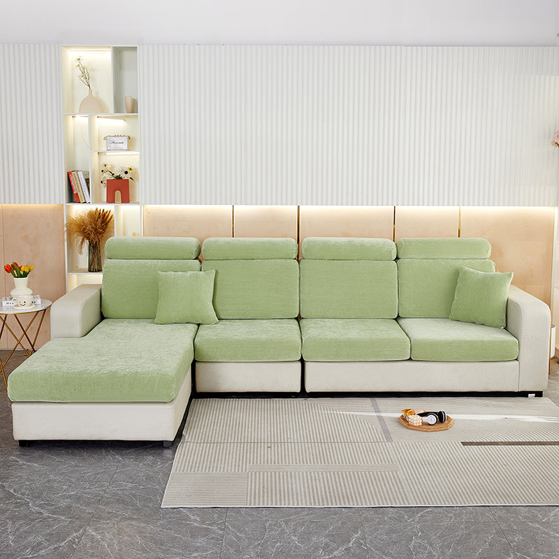 Anyhouz Sofa Cover Mint Green L-Shape Polyester Chenille Thick Stretchable Cushion For Living Room Enlarge Size Small-Slipcovers-PEROZ Accessories