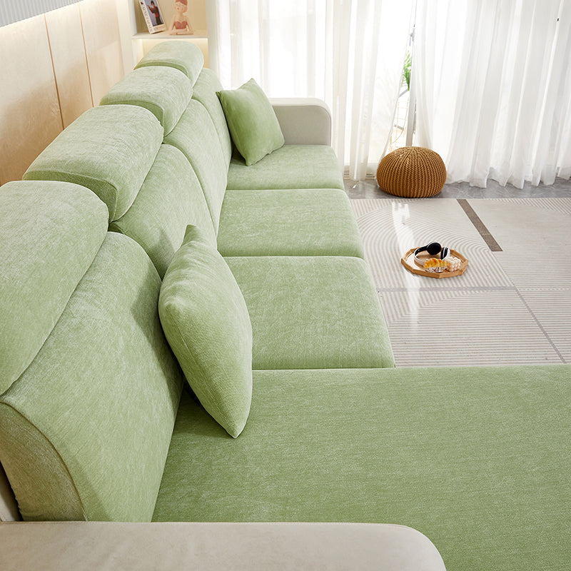 Anyhouz Sofa Cover Mint Green L-Shape Polyester Chenille Thick Stretchable Cushion For Living Room Head Cushion Medium-Slipcovers-PEROZ Accessories