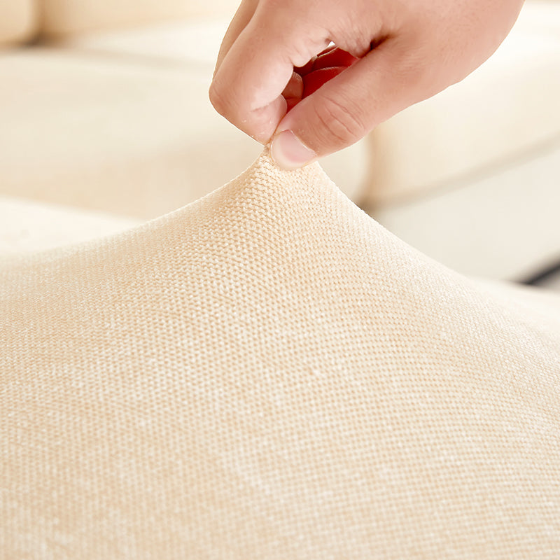 Anyhouz Sofa Cover Beige L-Shape Polyester Chenille Thick Stretchable Cushion For Living Room Enlarge Size Medium-Chair Cover-PEROZ Accessories