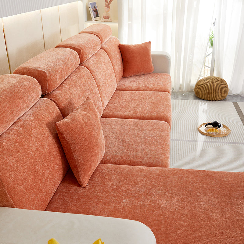 Anyhouz Sofa Cover Rustic Orange L-Shape Polyester Chenille Thick Stretchable Cushion For Living Room Head Cushion Medium-Slipcovers-PEROZ Accessories