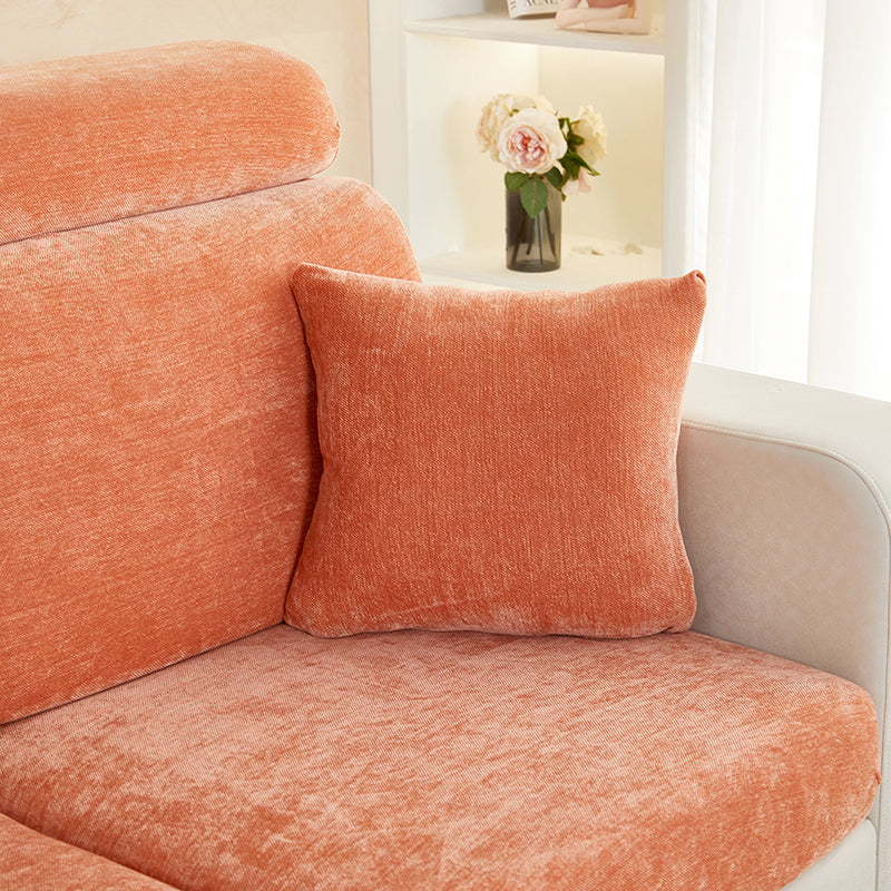 Anyhouz Sofa Cover Rustic Orange L-Shape Polyester Chenille Thick Stretchable Cushion For Living Room Enlarge Size Medium-Slipcovers-PEROZ Accessories