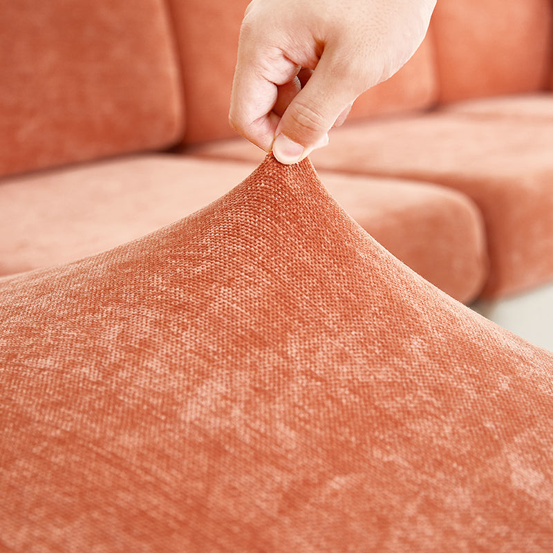 Anyhouz Sofa Cover Rustic Orange L-Shape Polyester Chenille Thick Stretchable Cushion For Living Room Head Cushion Medium-Slipcovers-PEROZ Accessories