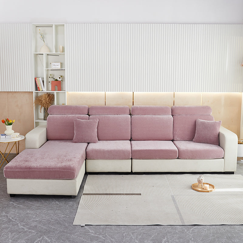 Anyhouz Sofa Cover Old Rose L-Shape Polyester Chenille Thick Stretchable Cushion For Living Room Enlarge Size Small-Slipcovers-PEROZ Accessories