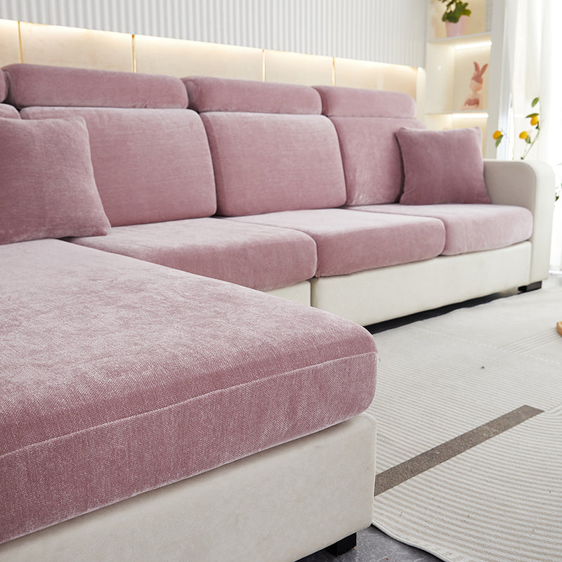 Anyhouz Sofa Cover Old Rose L-Shape Polyester Chenille Thick Stretchable Cushion For Living Room Enlarge Size Small-Slipcovers-PEROZ Accessories