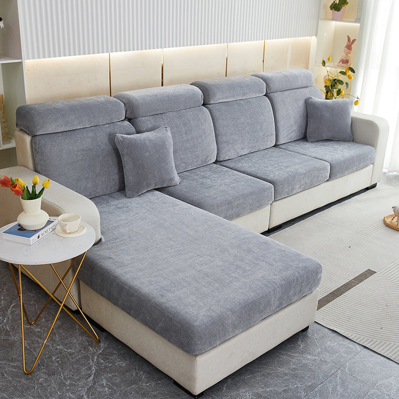 Anyhouz Sofa Cover Dark Gray L-Shape Polyester Chenille Thick Stretchable Cushion For Living Room Normal Size Large-Slipcovers-PEROZ Accessories