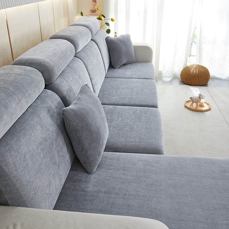 Anyhouz Sofa Cover Pastel Blue L-Shape Polyester Chenille Thick Stretchable Cushion For Living Room Head Cushion Large-Slipcovers-PEROZ Accessories