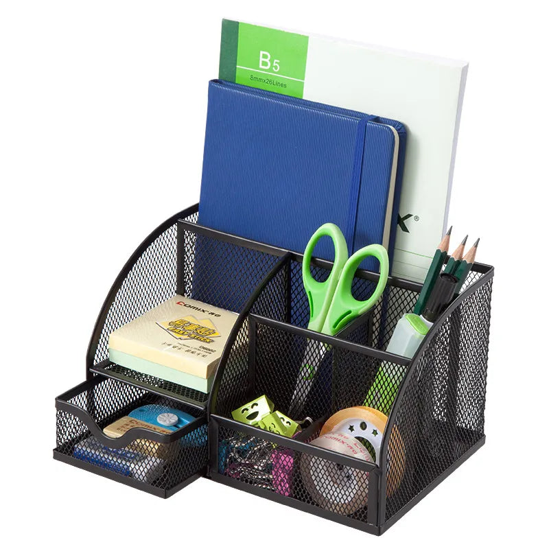AnyCraft Black Mesh Stationery Storage Organizer with Compartments for Office and School Supplies-Organizers-PEROZ Accessories