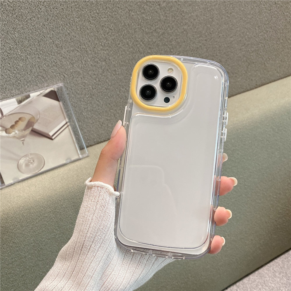 Anymob iPhone Case Yellow Transparent Candy Color Camera Protection Soft Silicone Airbag Shockproof Bumper-Mobile Phone Cases-PEROZ Accessories