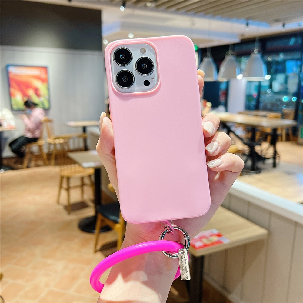 Anymob iPhone Case Pink Soft Silicone Wristband Bumper Cover-Mobile Phone Cases-PEROZ Accessories