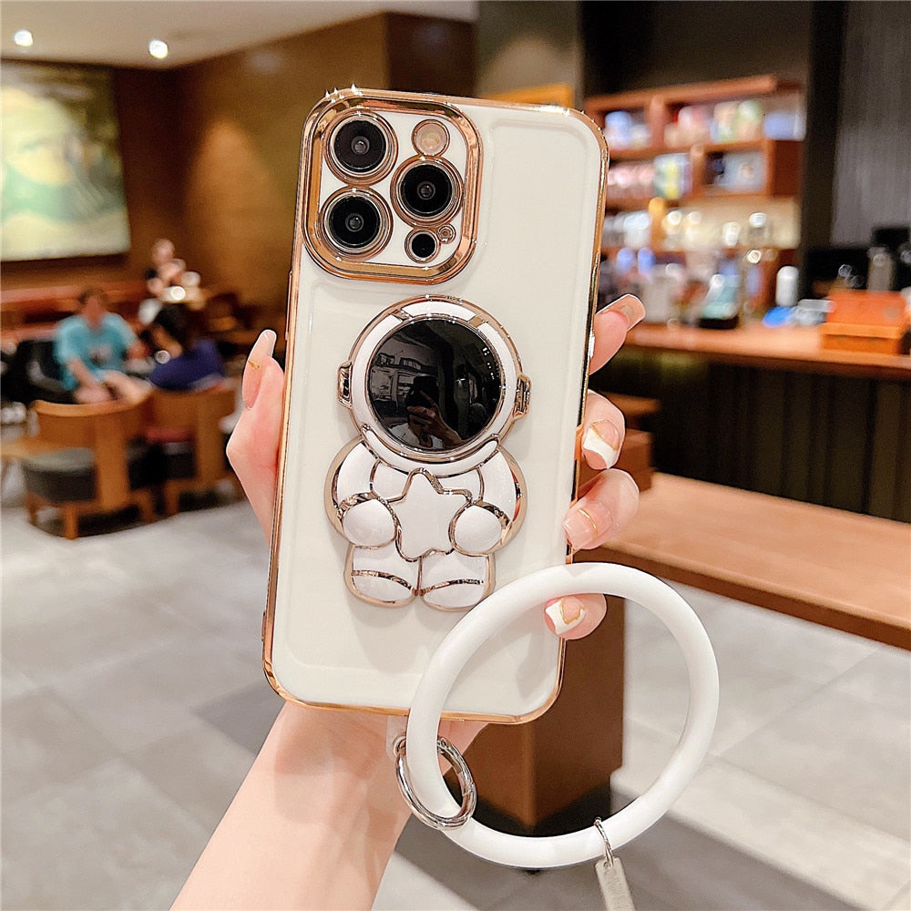 Anymob iPhone White Hand Ring Loop Soft Case Astronaut Folding Stand Holder Cover-Mobile Phone Cases-PEROZ Accessories