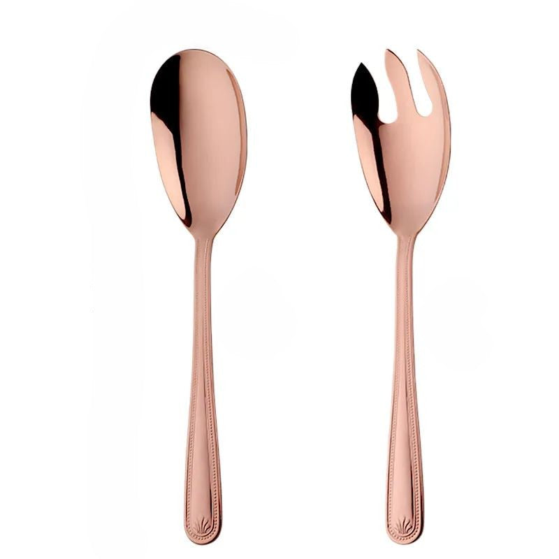 Anygleam Rose Gold Stainless Steel 2 Pcs Giant Salad Spoon and Fork Set for Buffet and Restaurant Kitchenware-Kitchen Tools & Utensils-PEROZ Accessories