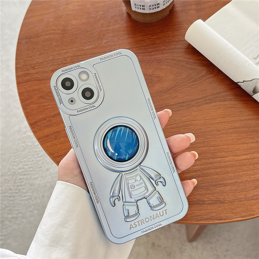 Anymob iPhone Case Ocean Blue Chromed Astronaut Foldable Holder Phone Cover-Mobile Phone Cases-PEROZ Accessories