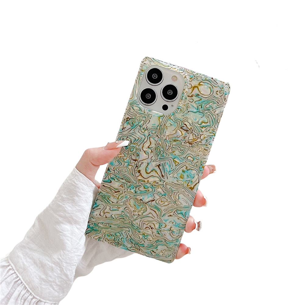 Anymob iPhone Case Green Square Shell Pattern Geometry Soft Silicone Cover-Mobile Phone Cases-PEROZ Accessories