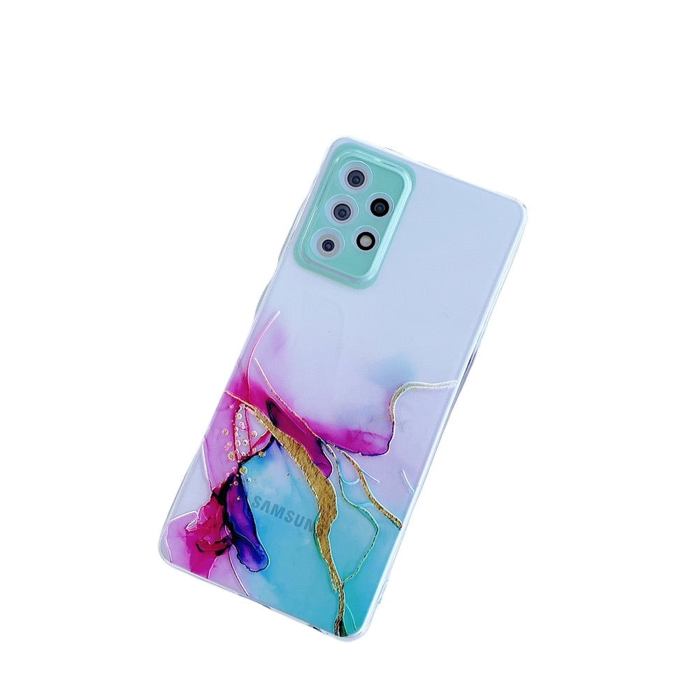 Anymob Samsung Violet And Blue Acrylic Marble Camera Protector Phone Case Soft Silicone Back Cover-Mobile Phone Cases-PEROZ Accessories