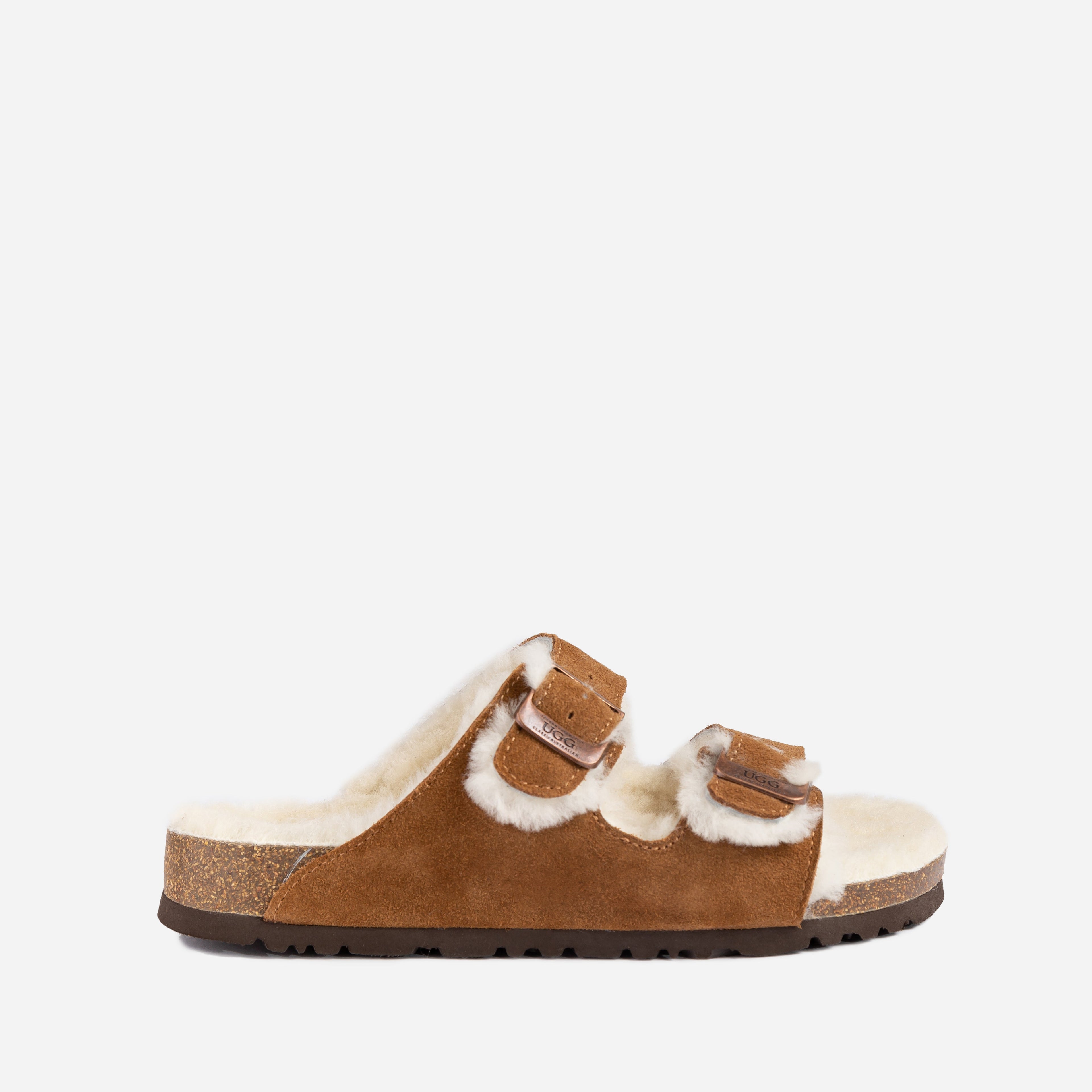 UGG Aussie Shearling Buckled Sandals-Moccasins-PEROZ Accessories