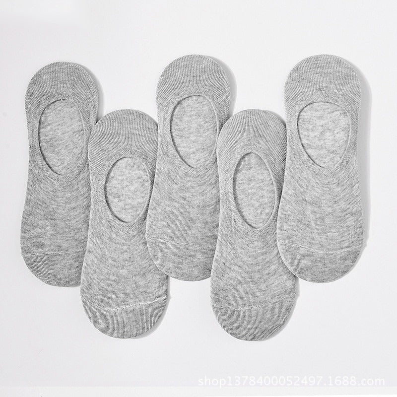 Anysox 5 Pairs Grey Size 4-10 Fashion Socks High Quality Office Sports Business Long Socks Cotton Solid Colors Skateboard Knitted Casual-Socks-PEROZ Accessories