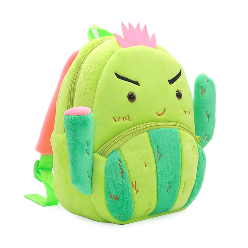 Anykidz 3D Green Cactus Kids School Backpack Cute Cartoon Animal Style Children Toddler Plush Bag Perfect Accessories For Boys and Girls-Backpacks-PEROZ Accessories