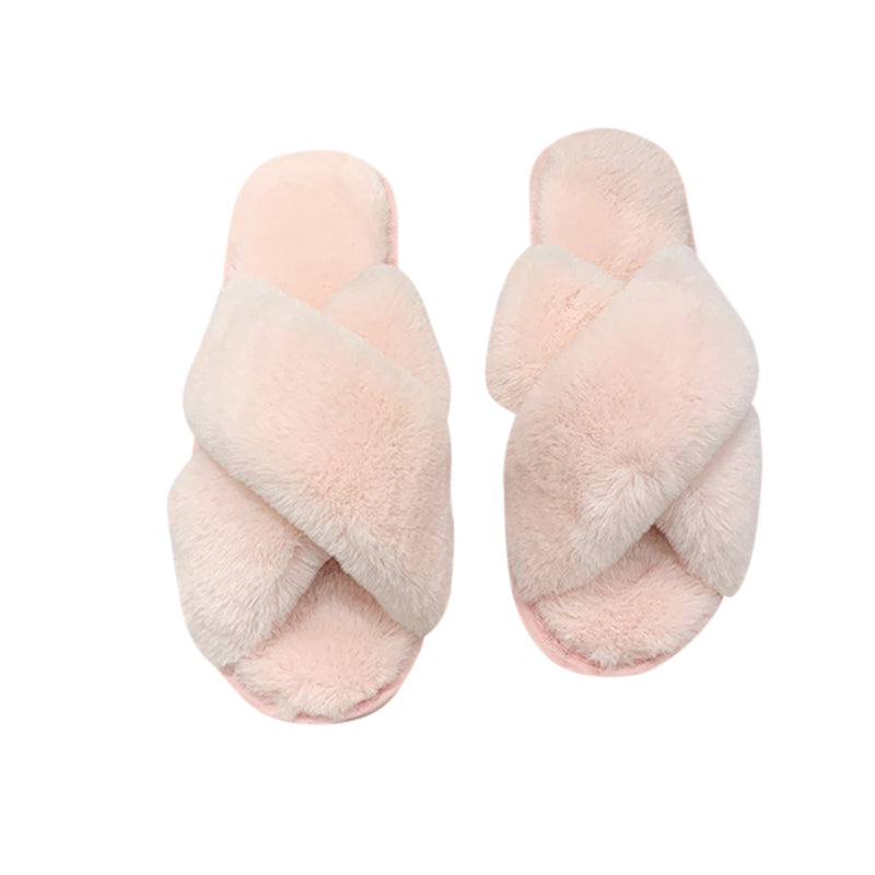 AnyStep Plush Slipper One Size 9-10 Cross Pink Warm Winter Comfortable Home Fluffy Indoor Slip On-Slipper Chairs-PEROZ Accessories