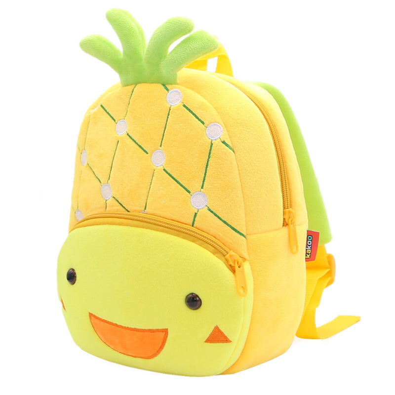 Anykidz 3D Yellow Pineapple Kids School Backpack Cute Cartoon Animal Style Children Toddler Plush Bag Perfect Accessories For Boys and Girls-Backpacks-PEROZ Accessories