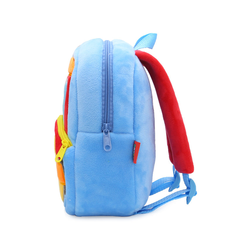 Anykidz 3D Blue Road Roller Kids School Backpack Cute Cartoon Animal Style Children Toddler Plush Bag Perfect Accessories For Boys and Girls-Backpacks-PEROZ Accessories