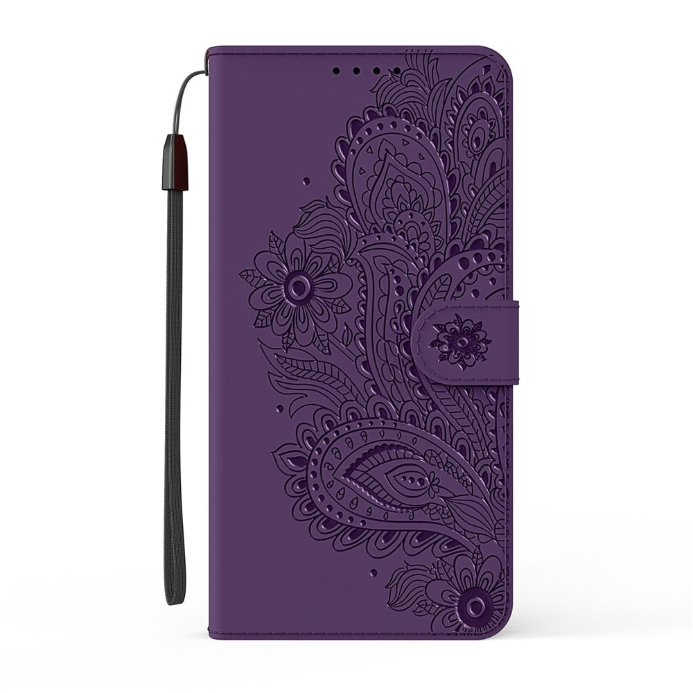 Anymob iPhone Violet Flip Leather Phone Cases Peacock Pattern Wallet Cover-Mobile Phone Cases-PEROZ Accessories