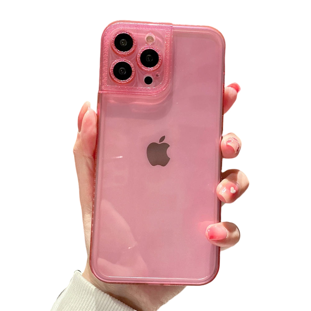 Anymob iPhone Case Pink Diamond Camera Protection Clear Fluorescent Neon Soft Silicone Gel Cover-Mobile Phone Cases-PEROZ Accessories